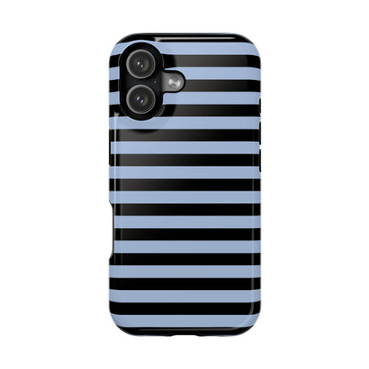Faded Blue and Black Stripes MagSafe Tough iPhone Case