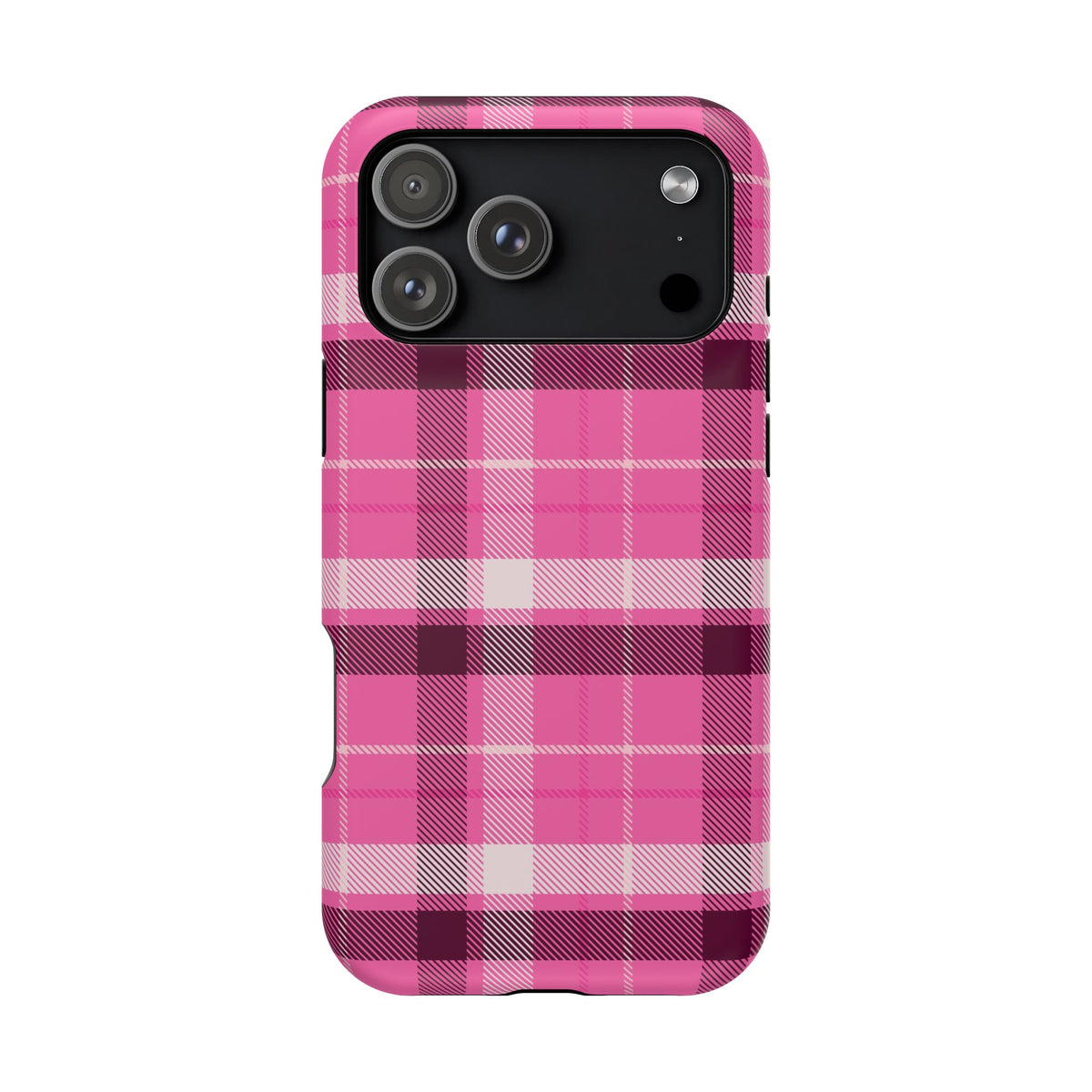 Pink Plaid MagSafe Tough iPhone Case