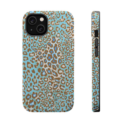 Faded Blue Leopard MagSafe Tough iPhone Case