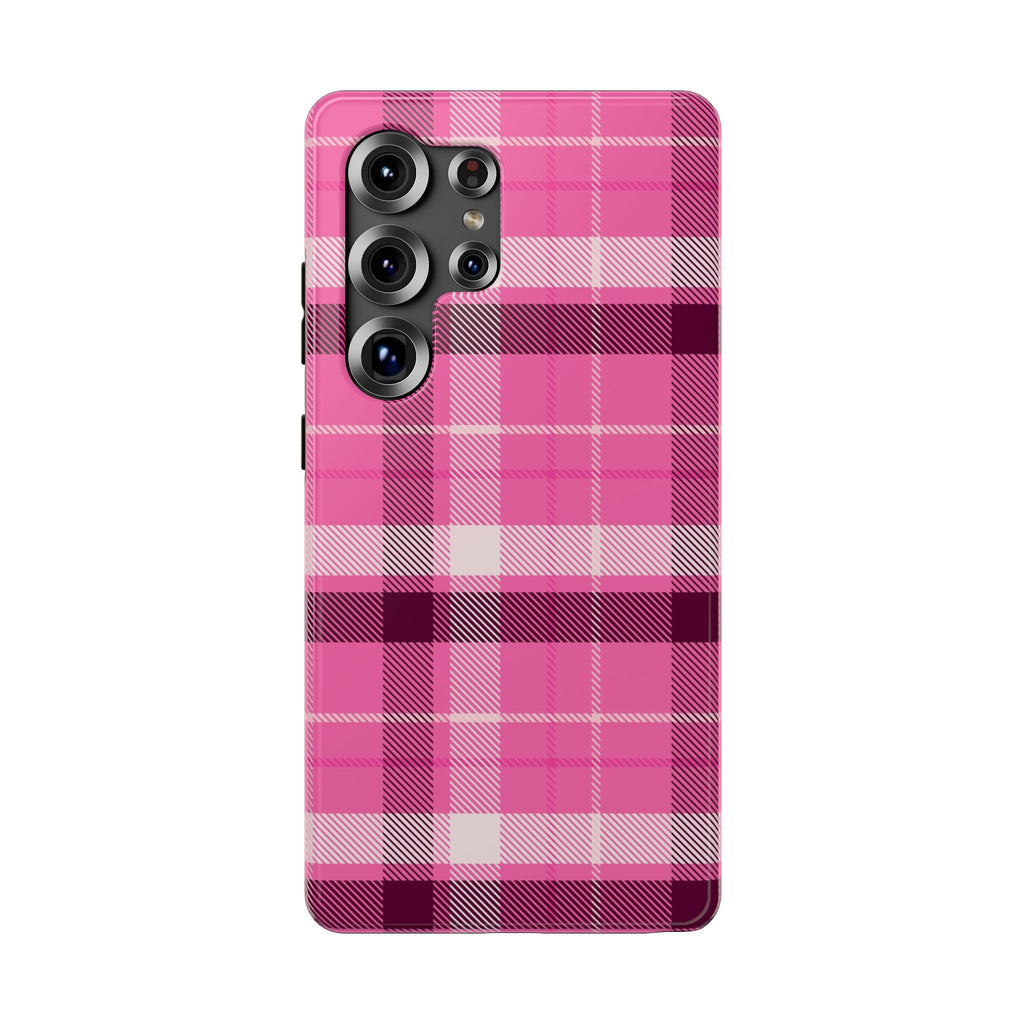 Pink Plaid Tough Samsung Case