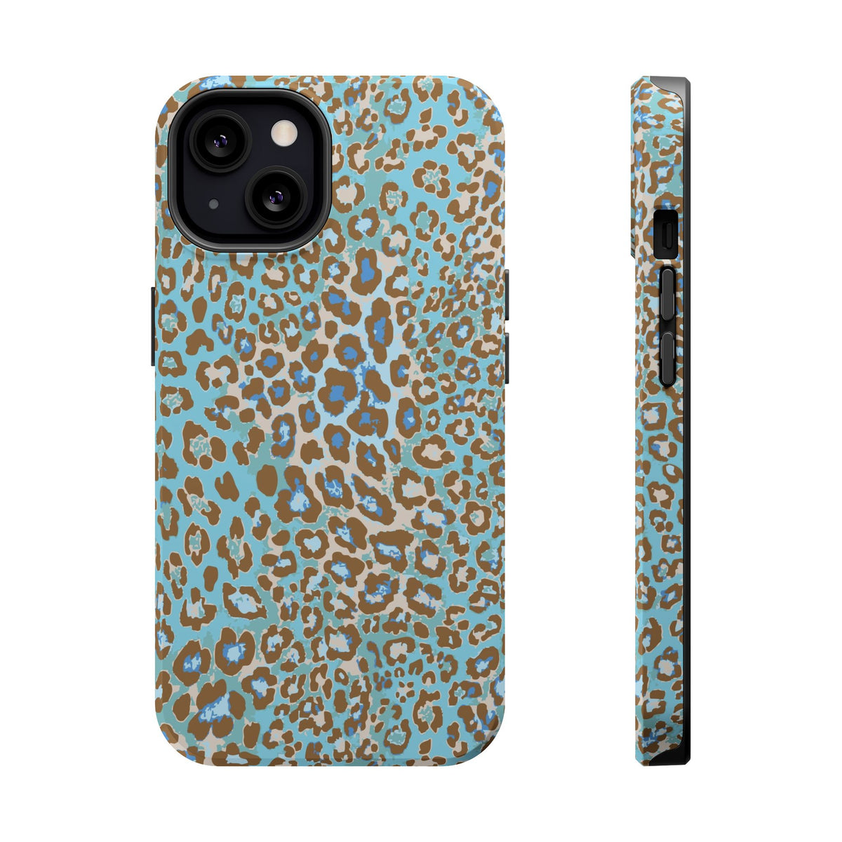 Faded Blue Leopard MagSafe Tough iPhone Case
