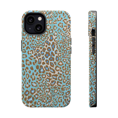 Faded Blue Leopard MagSafe Tough iPhone Case