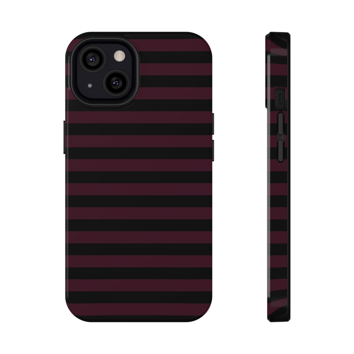 Burgundy and Black Stripes MagSafe Tough iPhone Case