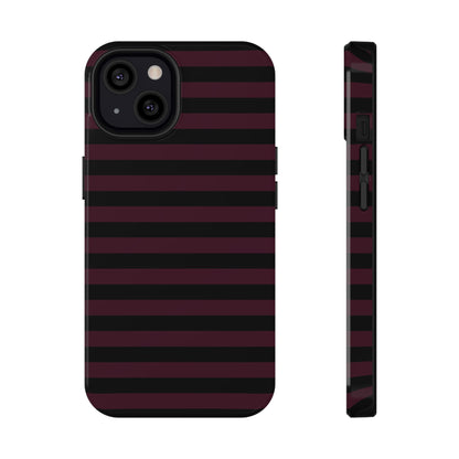 Burgundy and Black Stripes MagSafe Tough iPhone Case