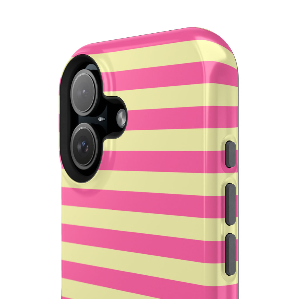 Yellow and Pink Stripes Tough iPhone Case