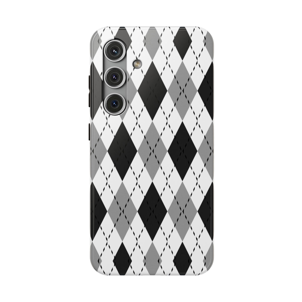 Monochrome Argyle Tough Samsung Case