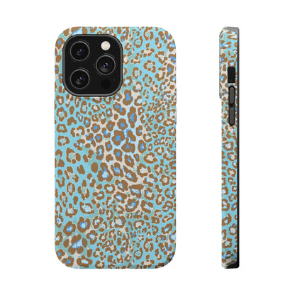 Faded Blue Leopard MagSafe Tough iPhone Case