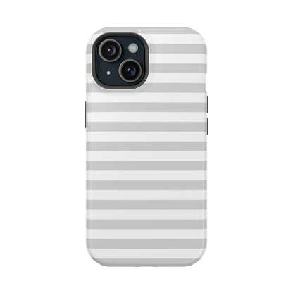 White and Grey Stripes MagSafe Tough iPhone Case