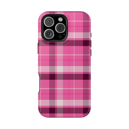 Pink Plaid MagSafe Tough iPhone Case