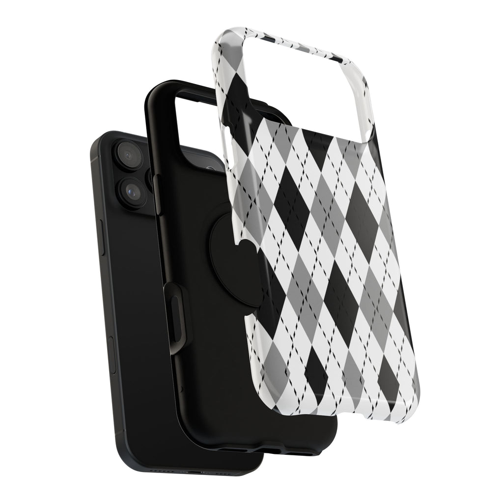 Monochrome Argyle Tough iPhone Case