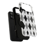 Monochrome Argyle Tough iPhone Case