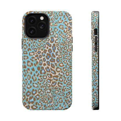 Faded Blue Leopard MagSafe Tough iPhone Case