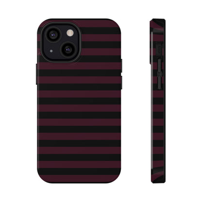 Burgundy and Black Stripes MagSafe Tough iPhone Case