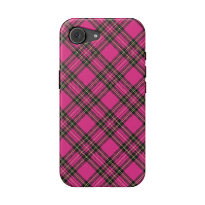 Pink Tartan MagSafe Tough iPhone Case