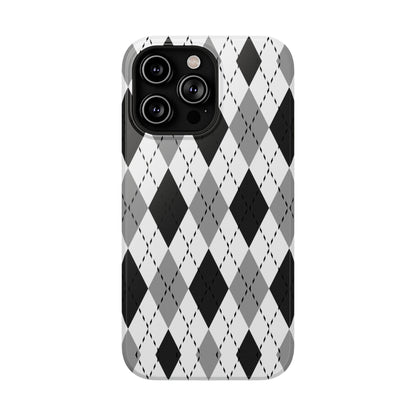 Monochrome Argyle MagSafe Tough iPhone Case