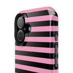 Light Pink and Black Stripes Tough iPhone Case