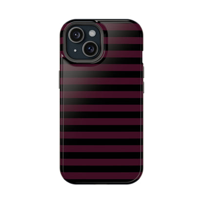 Burgundy and Black Stripes MagSafe Tough iPhone Case