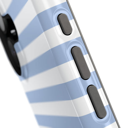 White and Blue Stripes MagSafe Tough iPhone Case