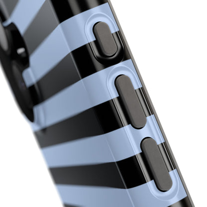 Faded Blue and Black Stripes MagSafe Tough iPhone Case