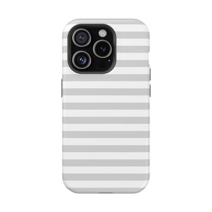 White and Grey Stripes MagSafe Tough iPhone Case