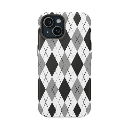 Monochrome Argyle MagSafe Tough iPhone Case