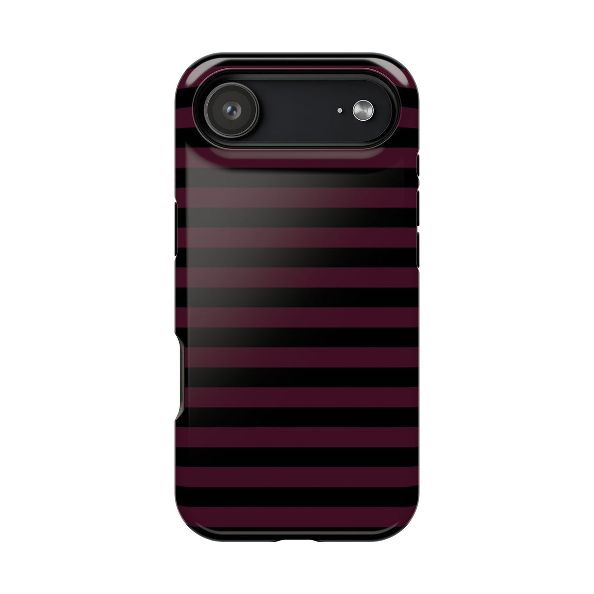 Burgundy and Black Stripes MagSafe Tough iPhone Case