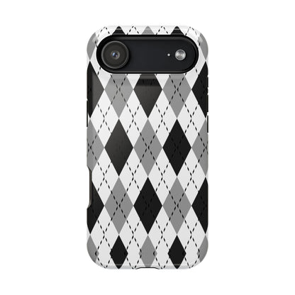Monochrome Argyle MagSafe Tough iPhone Case