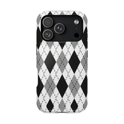 Monochrome Argyle MagSafe Tough iPhone Case