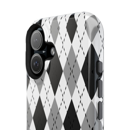 Monochrome Argyle MagSafe Tough iPhone Case
