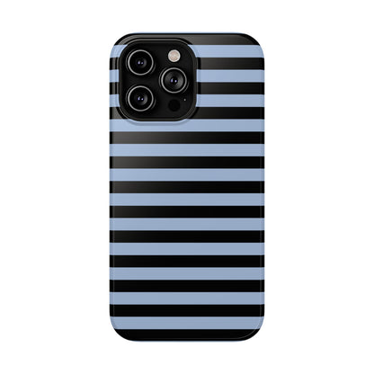 Faded Blue and Black Stripes MagSafe Tough iPhone Case
