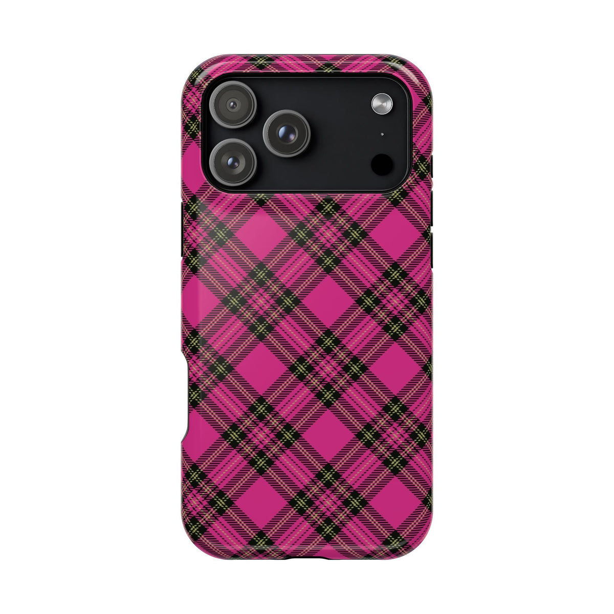 Pink Tartan MagSafe Tough iPhone Case