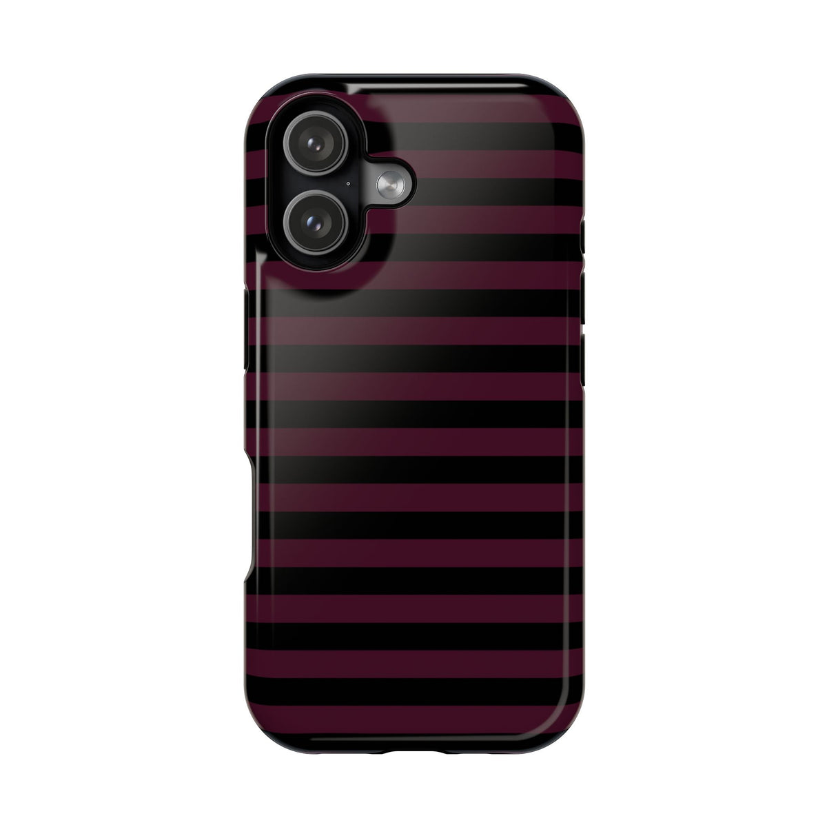 Burgundy and Black Stripes MagSafe Tough iPhone Case