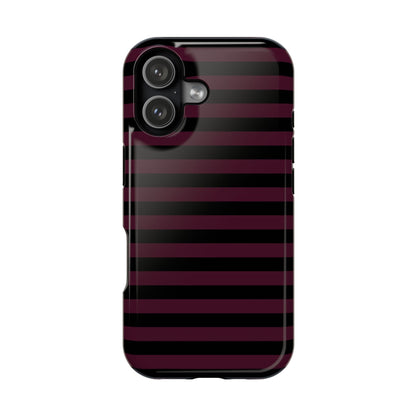 Burgundy and Black Stripes MagSafe Tough iPhone Case