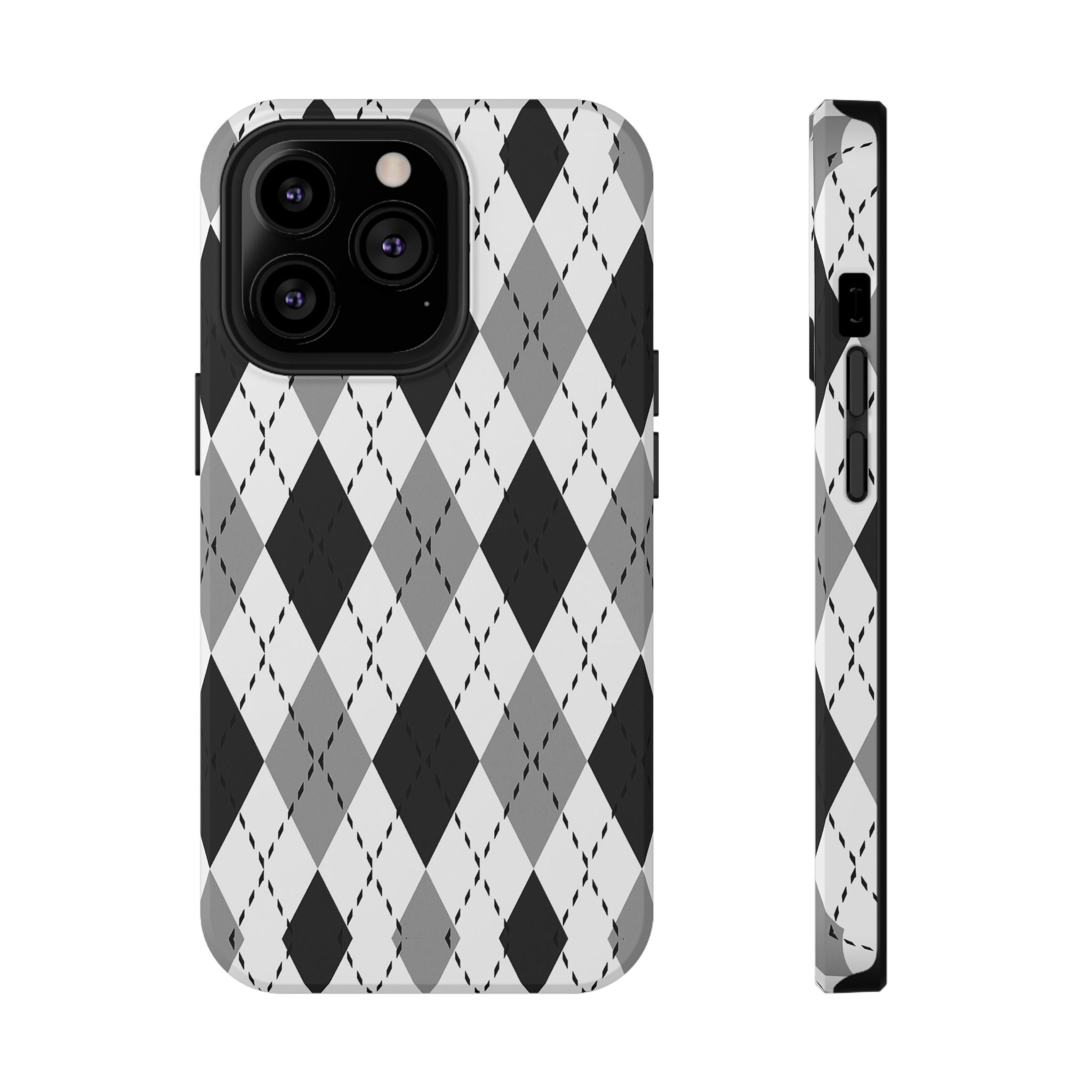 Monochrome Argyle Tough iPhone Case