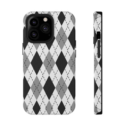 Monochrome Argyle MagSafe Tough iPhone Case