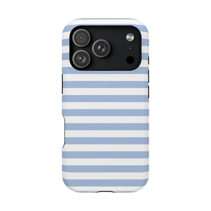 White and Blue Stripes MagSafe Tough iPhone Case