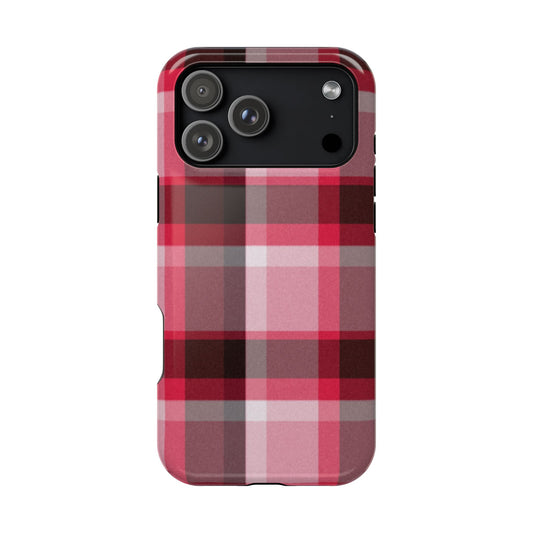 Red Plaid MagSafe Tough iPhone Case