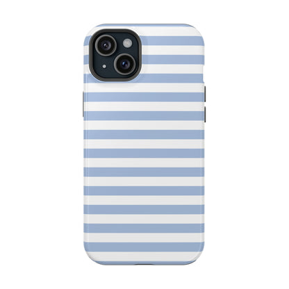 White and Blue Stripes MagSafe Tough iPhone Case