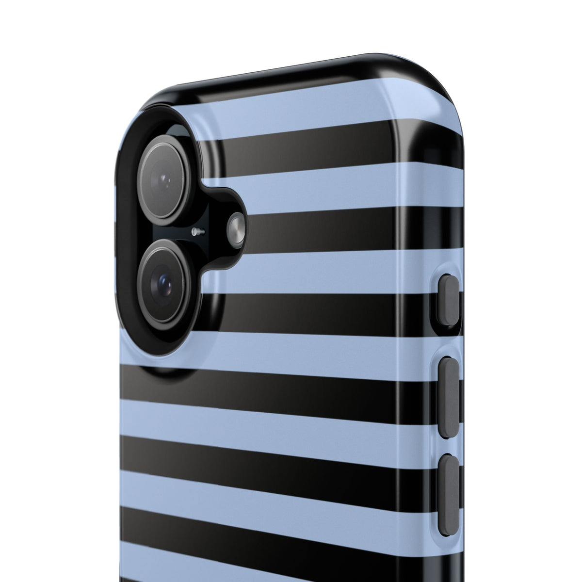 Faded Blue and Black Stripes MagSafe Tough iPhone Case