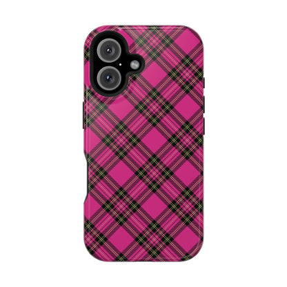 Pink Tartan MagSafe Tough iPhone Case