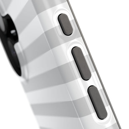 White and Grey Stripes MagSafe Tough iPhone Case