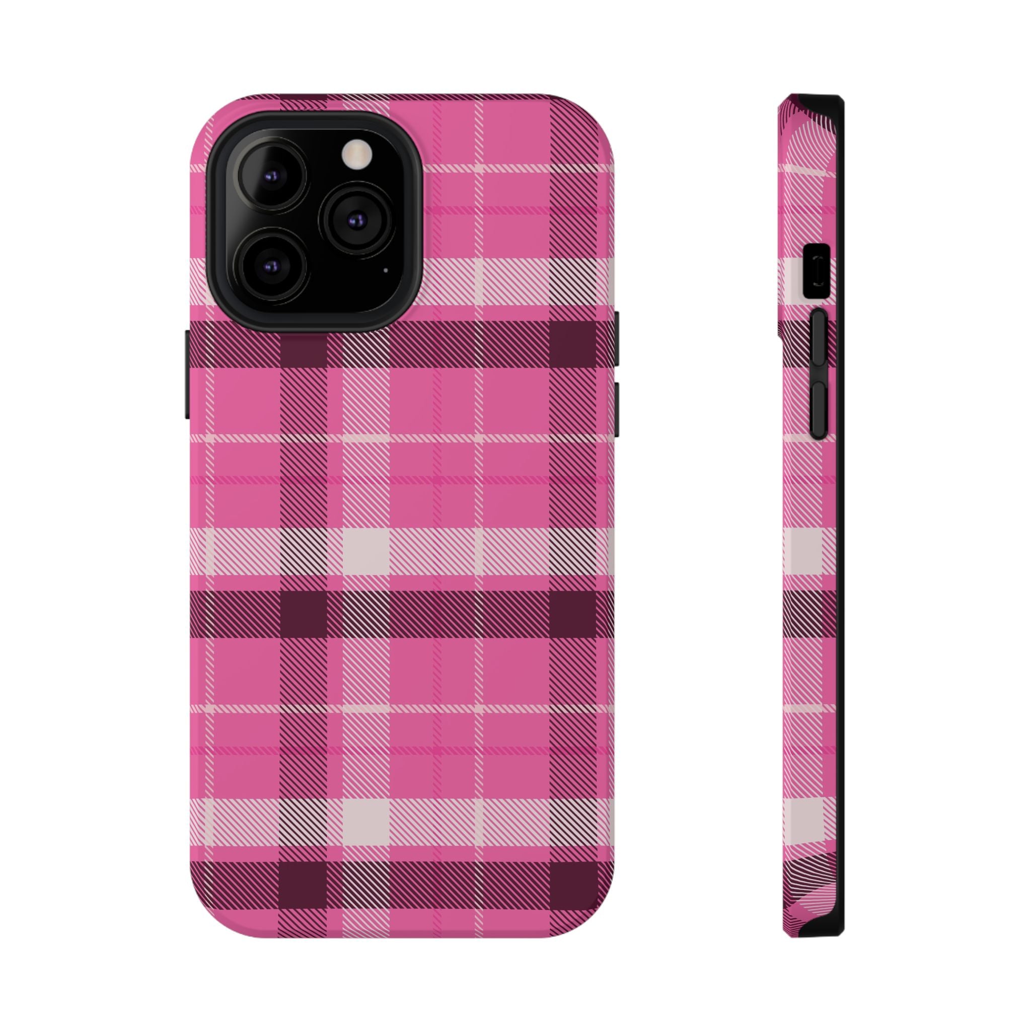 Pink Plaid Tough iPhone Case